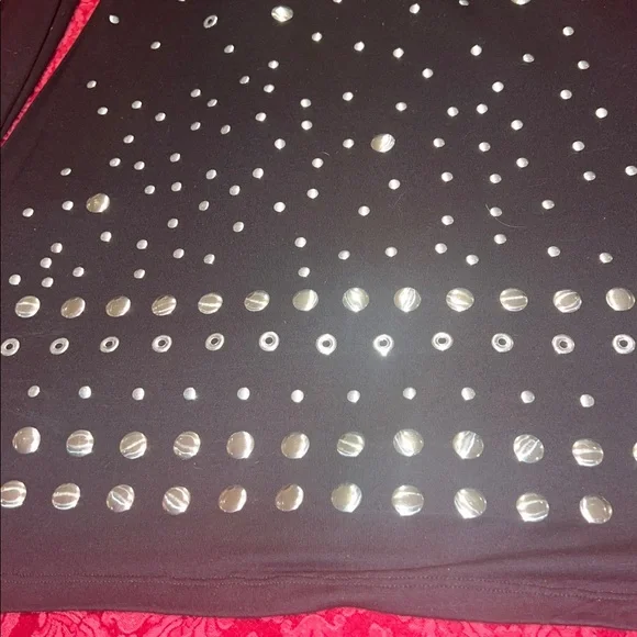 Sexy Black Dress with Cold Shoulder and lots of Silver Studs - Picture 3 of 6